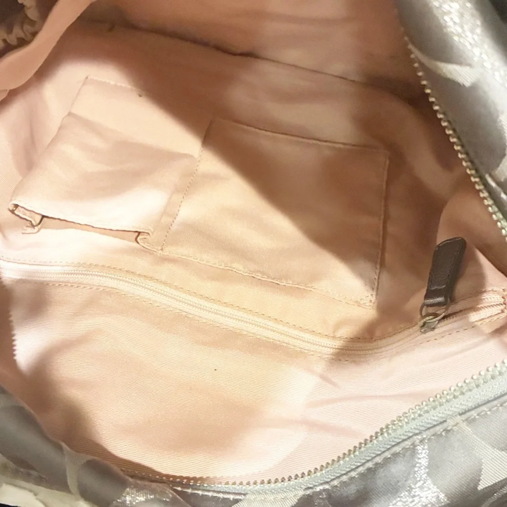 COACH GRAY Signature Stripe Carryall Diaper‎ Bag Canvas Large Tote